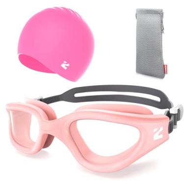 Imagem de ZIONOR Óculos de natação G1 Lite com touca de natação, confortável, anti-embaciamento, conjunto de óculos de natação para adultos, homens e mulheres