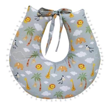 Imagem de Almofada Para Amamentação Bebê Safari Cinza - Mãe e Filho Enxovais