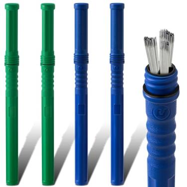 Imagem de Tandefio 4 unidades de armazenamento de haste de soldagem de 101 cm Tig Rod suporte de eletrodo de soldagem à prova d'água recipiente de haste de soldagem à prova d'água (azul e verde)