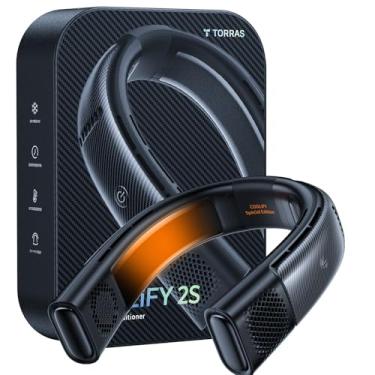 Imagem de TORRAS Ventiladores de pescoço COOLiFY 2S que sopram ar frio [versão limitada], ar condicionado de pescoço com bateria longa, ventilador de pescoço com mudança de laranja e azul, ventilador de pescoço