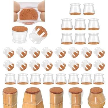 Imagem de 32 Unid. Protetores para Pernas de Cadeira e Móveis - Tampas de Silicone Antiderrapante com Almofadas de Feltro para Pisos de Madeira - Redução de Ruído (Diâmetro Ajustável 3,3cm-5cm)