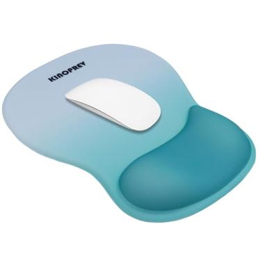 Imagem de Mouse pad ergonômico com suporte de pulso, mouse pad de computador com descanso de pulso em gel e base de poliuretano antiderrapante para alívio da dor, mouse pads de jogos para laptop, escritório e