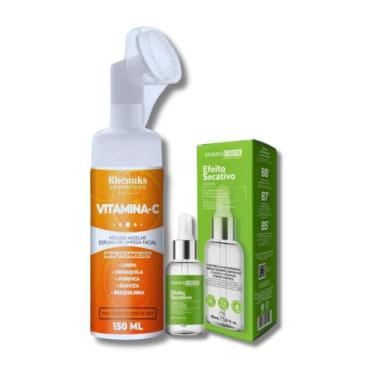 Imagem de Mousse Micelar Limpeza Facial Vitamina C Rhenuks 150ml e Sérum Efeito 
