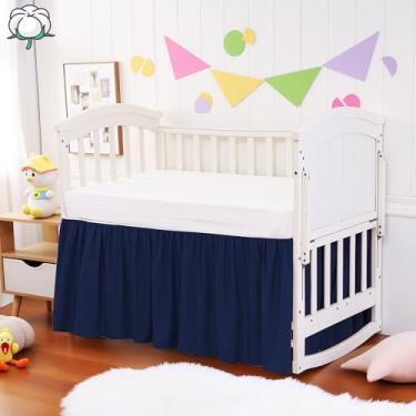 Imagem de Saia de berço de algodão – Natural, macia, respirável para a pele delicada do bebê, saia de berço para bebês meninos e meninas, serve para berços padrão 71 x 132 cm com queda de 35 cm