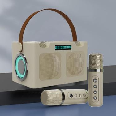 Imagem de Máquina de karaokê sem fio com microfone duplo: alto-falante portátil com som cristalino de 360°, efeitos LED vibrantes de sincronização musical e bateria de 4 horas - leve para qualquer aventura