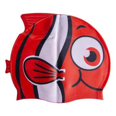 Imagem de Touca de natação infantil peixinho silicone vermelho mb - MBFIT