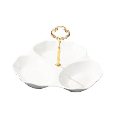 Imagem de AFXGUSD Bandeja para Servir, Travessa, Suporte para Frutas Secas, Bandeja de Porcelana, Fácil de Transportar, Bandeja Dividida para Nozes, Doces, 24cmx23cm