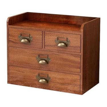 Imagem de AFXGUSD Organizador de Gavetas de Mesa, Armário de Mesa, Recipiente de, Caixa de Armazenamento de Madeira, Organização para Armário de Exposição, Arti, Marrom, Tamanho real
