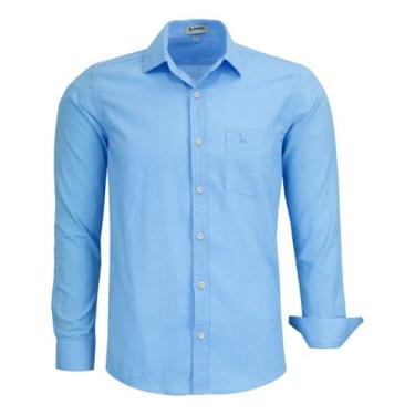 Imagem de Camisa Social Amil Comfort Manga Longa Com Bolso Algodão 1886, Azul, 1