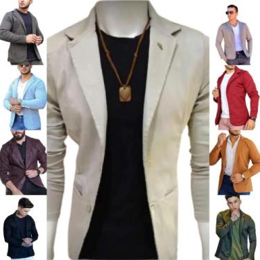 Imagem de Blazer Masculino Slim Fit Skinny Esporte Fino Sarja com Elastano super