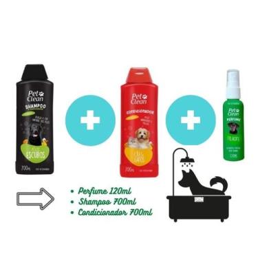 Imagem de Kit PetClean Shampoo Pelos Escuros + Condicionador + Perfume - Pet Cle