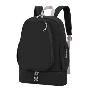 Imagem de menolana Bolsa de tênis com compartimento para sapatos, mochila para laptop, mochila esportiva, bolso lateral para treino, remos, pickleball, acampamento, Preto