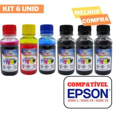 Imagem de 6 Refil 600ml Tinta Corante para Impressora L375 L395 L3150 L3110 L321