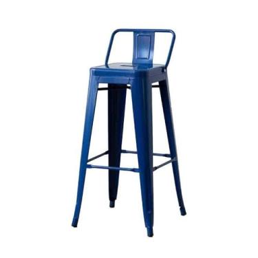 Imagem de ZzleoyuUUs-12 Fácil montagem estilo industrial cadeira alta barril de gasolina ferro decorativo bar retrô bancos restaurante (azul)