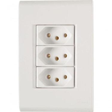 Imagem de Conjunto 4x2 3 Tomadas 2p+t 10 A 250 V Tramontina Liz Branco