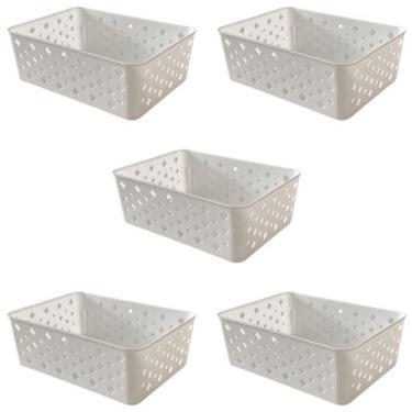 Imagem de Kit 5 Cestos Multiuso Organizador Empilhável Gaveta 19x14x6 - Trioplas