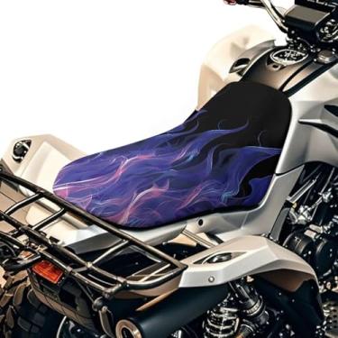 Imagem de Wanyint Capa de assento de quadriciclo impermeável 64 x 25 cm, capa de assento universal de quatro rodas elástica adequada para Honda/Yamaha/Polaris, protetor de lama/neve, resistente, chama roxa