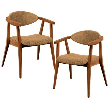 Imagem de Kit 02 Poltronas Decorativas Para Sala de Estar Cecília L02 Bouclê Mostarda - Lyam Decor