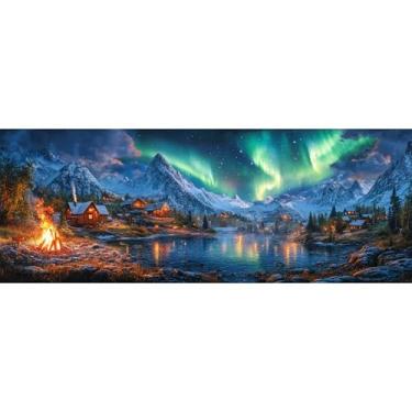 Imagem de Yomiie Kits de arte de diamante 5D grandes para adultos, arte de pintura de diamante de paisagem aurora, kits de brocas redondas completas, bordado, strass, diamante, cristal, artesanato, tela
