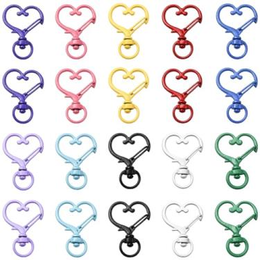 Imagem de SOFPLATE 40 peças fecho giratório em forma de coração ganchos de metal colorido gatilho mola lagosta liga de pendurar chaveiro clipes para fazer joias faça você mesmo, chaveiros, cordões, bolsas