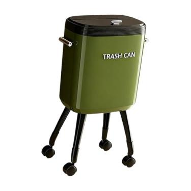 Imagem de Bothyi Lata de lixo com pernas antidobráveis, grande capacidade de 15L, balde de papel criativo com tampa selada para banheiro, escritório, banheiro, quarto, Verde com Caster