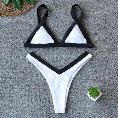 Imagem de Conjunto de patchwork de biquíni feminino maiô de duas peças sutiã pre