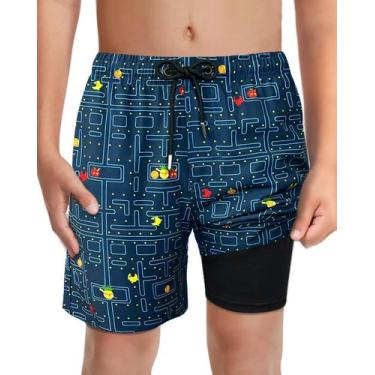 Imagem de Calções de banho LUCOWEE Fruit-Maze Boys com forro de cueca boxer 7-8