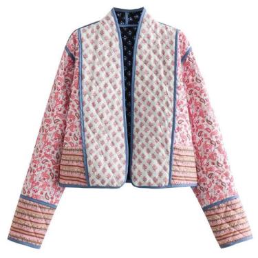 Imagem de Jaqueta Wyeysyt Puffer acolchoada cortada com estampa floral feminina 