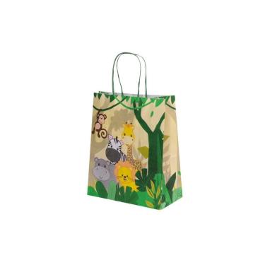 Imagem de Kit 10 Sacola Papel Kraft Branco Safari 17,5X8,5X21,5Cm