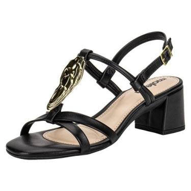 Imagem de Sandália feminina salto grosso moleca 5496118, Preto, 36