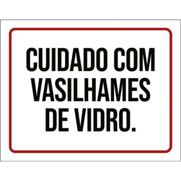 Imagem de Placa De Sinalização - Cuidado Com Vasilhames De Vidro 36X46