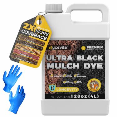 Imagem de Tinta de cobertura morta ultra preta concentrada de 3,628 g com luvas, cobertura de spray de tinta de borracha líquida de até 400 metros quadrados, acabamento de longa duração, tinta preta para