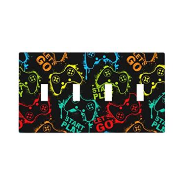 Imagem de Capa de interruptor de luz para controle de videogame, 4 faixas, interruptor de luz quádruplo decorativo, tamanho 11,4 cm x 19 cm