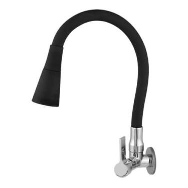 Imagem de Torneira para cozinha de parede tubo gourmet preto 1/4 volta - Alcânta