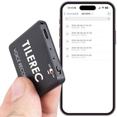 Imagem de attodigit@l Gravador Ativado Por Voz Tilerec Com Reprodução – 64 Gb De Armazenamento, 1100 Horas De Gravação De Áudio, Design Fino E Portátil Para Reuniões, Entrevistas E Aulas Por