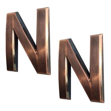 Imagem de Adesivos de letras 3D da casa A a Z, adesivos de decoração de parede do alfabeto para porta do apartamento/caixa de correio/placa de endereço., Bronze, 2.75" Letter N