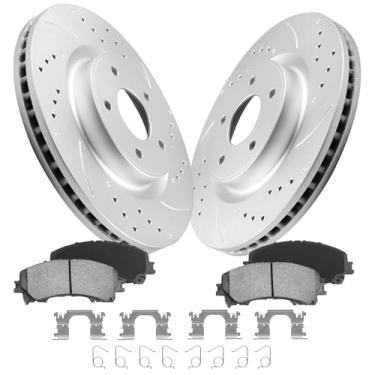 Imagem de Anpulsero Fiwriluvx Kit De Freio Dianteiro Automotivo Com Pastilhas Cerâmica E Rotores Compatíveis Infiniti Q50 2014-2020, Qx50 2016-2017 Q60 2017-2019 | Revestimento Geomet 319,8 Mm (12,6 Pol.)