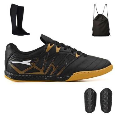 Imagem de Kit Chuteira pra Quadra Futsal + Mochila + Meião e Caneleira - Light, 