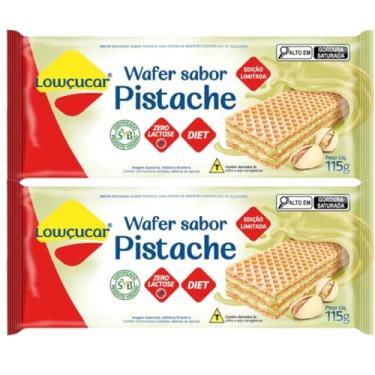 Imagem de Wafer Lowçucar Zero Açucares Sabor Pistache 115G - Kit 2 Unidades