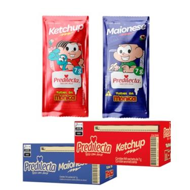 Imagem de Predilecta Sachês de Ketchup e Maionese Turma da Mônica, 144 Unidades, 7g Cada, Caixa Dispensadora