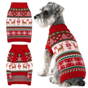 Imagem de BAOBICUTE Suéteres de Natal para cães pequenos, médios, grandes, meninas, meninos, malha de gola rolê, suéter duplo para cães, roupas de inverno, grosso, quente, para animais de estimação, estampa de