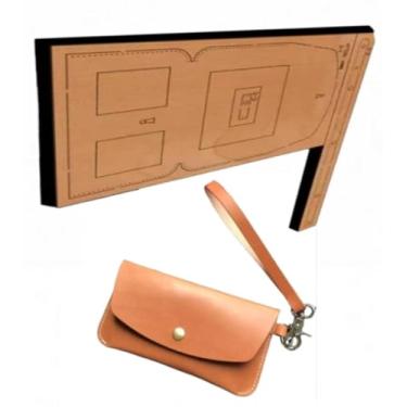 Imagem de YJIUYUANQ Molde de corte de carteira longa, perfurador de estampagem de aço de liga de 203 x 180 mm para artesanato em couro feito à mão