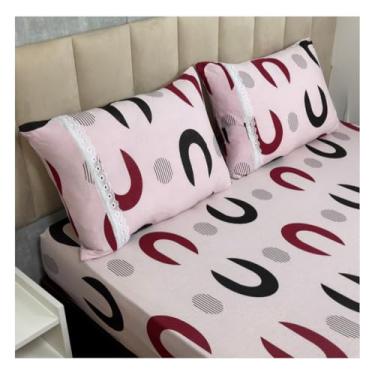 Imagem de Jogo de Lençol de Malha Casal 3 peças Estampado 100% Algodão Elástico Fronha c/Zíper(Modelo - 22)