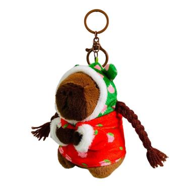 Imagem de Chaveiro de pelúcia Capivara, casaco floral de algodão, 9x8,5x12cm, 69g