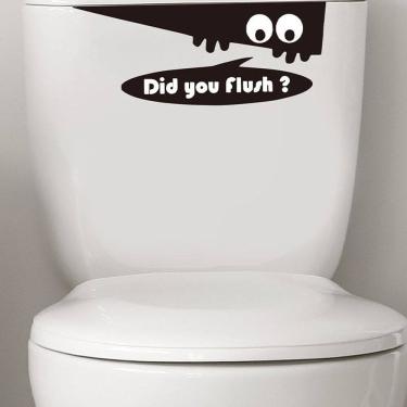Imagem de Desenho de adesivos de parede de banheiro Did You Flush? PVC 15x30cm