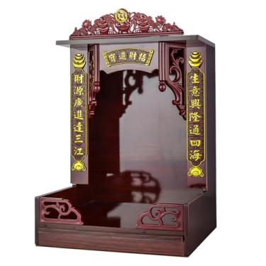 Imagem de LUMINFLY Prateleira de altar de Buda montada na parede ou de mesa, santuário de madeira com gaveta oculta, design de lótus dobrável, casa de cinzas de animais de estimação, cabe em estátuas de até 25