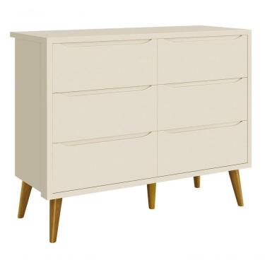 Imagem de Cômoda 6 Gavetas Théo New Areia Fosco Com Madeira - Moveisaqui
