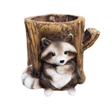 Imagem de Vaso para plantas de resina criativa Flowerpot Cute Raccoon com árvore