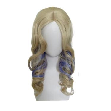 Imagem de Peruca de cosplay de 50 cm de comprimento, loira encaracolada com pont
