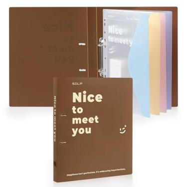 Imagem de Fichário de 2 anéis com 4 pastas de documentos, 37,8 cm × 27,7 cm × 3,3 cm Pasta de prancheta de plástico PP com 4 pastas de documentos com 4 bolsos, pasta de prancheta ótima para escritório escolar